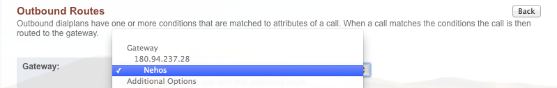 FusionPBX - Outbound Route Nehos