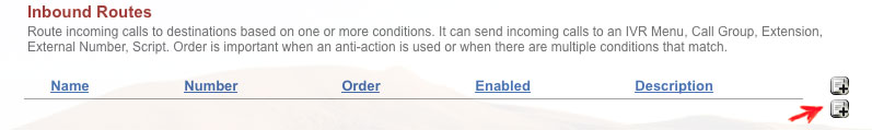FusionPBX - Add Inbound Route